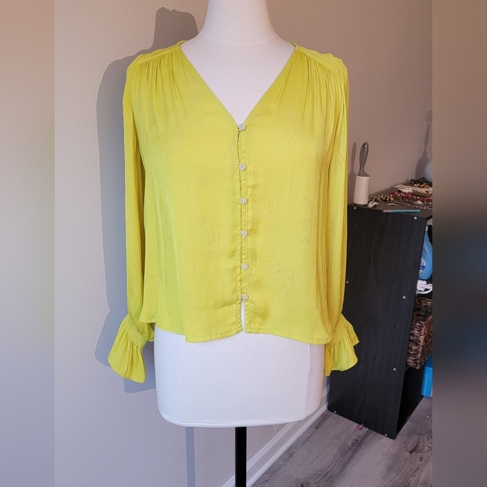 Anthropologie Lemon Button-Up Blouse